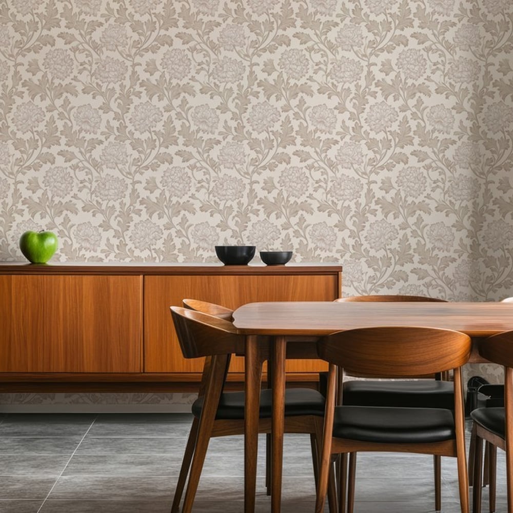 Beatrice Beige - Tapet - Beige - Køkken - Blomstret - September - Non-Woven