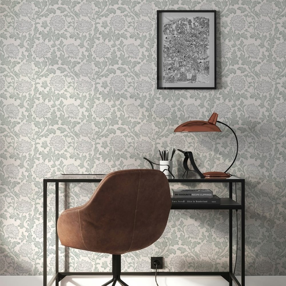 Beatrice Green - Tapet - Grøn - Kontor - Blomstret - September - Non-Woven