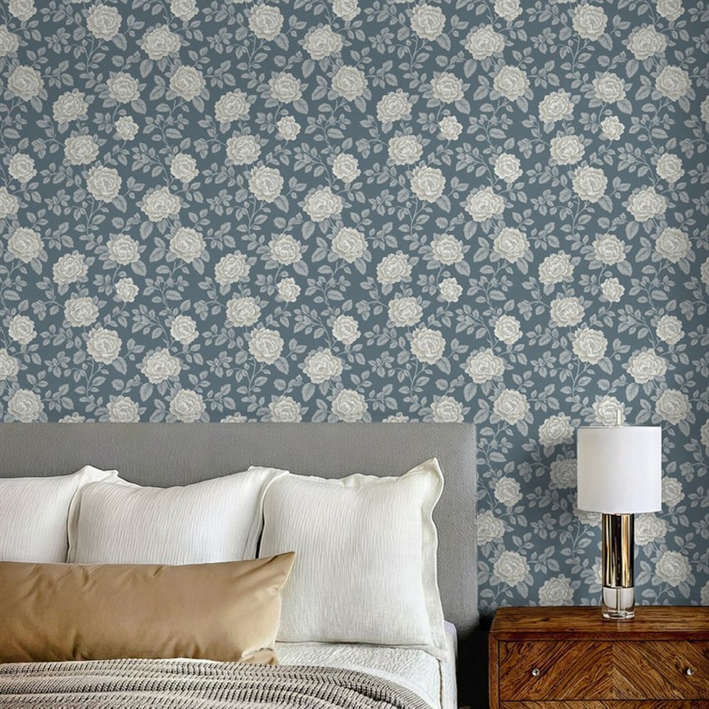Lauren Blue - Papiers peints - Bleu - Chambre - Floral - September - Intissé
