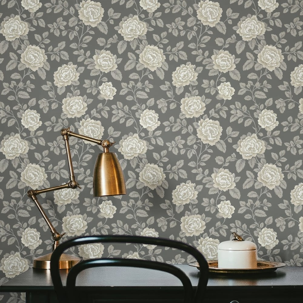 Lauren Grey - Papiers peints - Gris - Bureau - Floral - September - Intissé