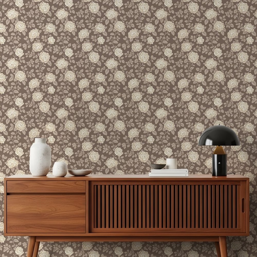 Lauren Brown - Papiers peints - Marron - Salon - Floral - September - Intissé