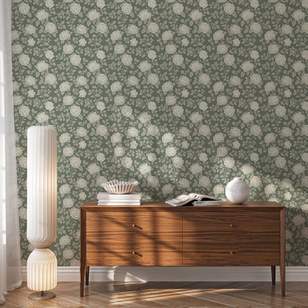 Lauren Green - Papiers peints - Vert - Salon - Floral - September - Intissé