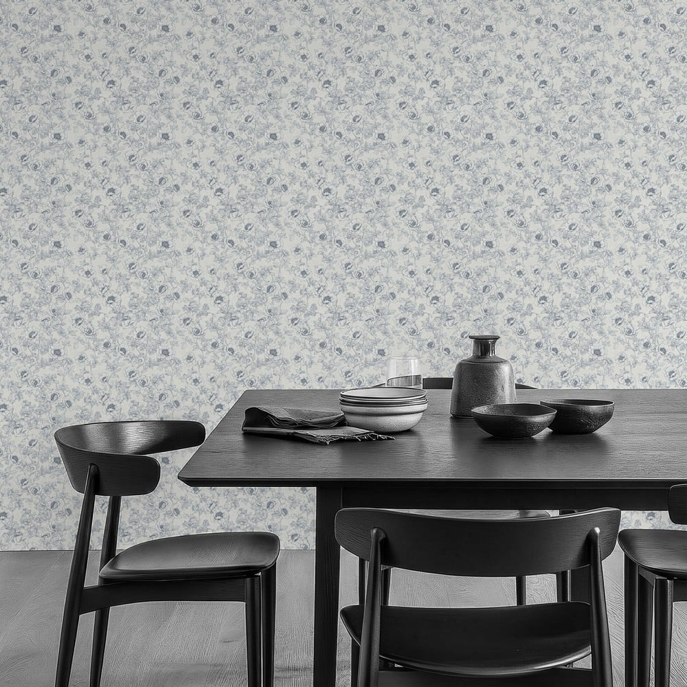 Mika Blue - Papiers peints - Bleu - Cuisine - Floral - September - Intissé