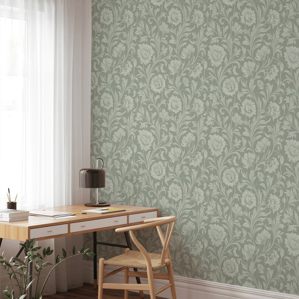 Karen Green - Papiers peints - Vert - Bureau - Floral - September - Intissé