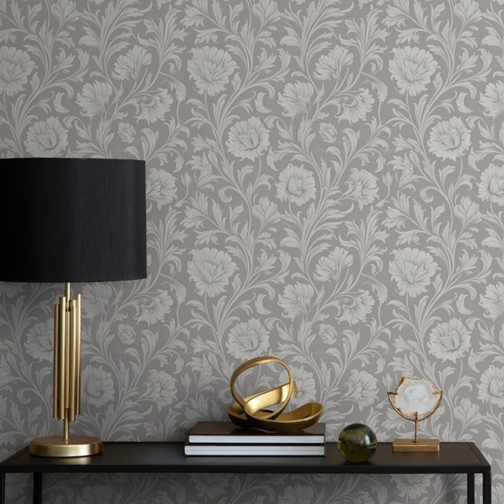 Karen Grey - Papiers peints - Gris - Entrée - Floral - September - Intissé