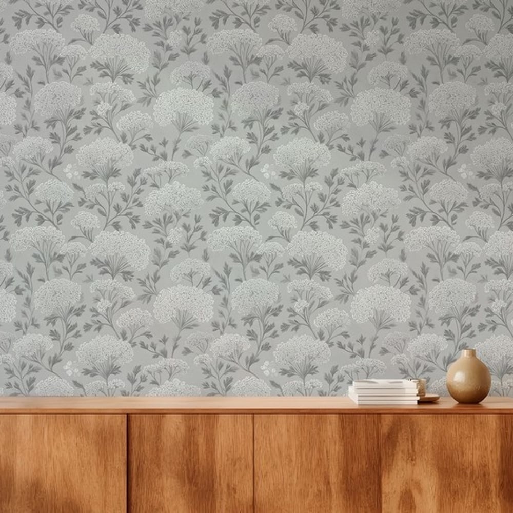 Carl Grey - Tapet - Grå - Entré - Blomstret - September - Non-Woven