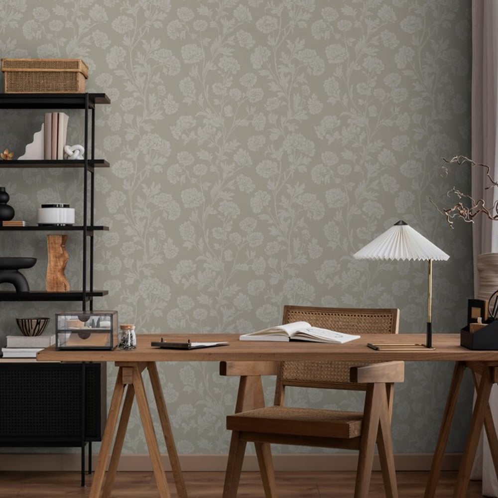 Matheus Beige - Papiers peints - Beige - Bureau - Floral - September - Intissé