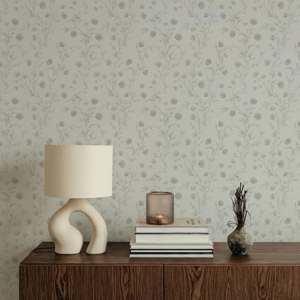 Frode Grey - Tapet - Grå - Stue - Blomstret - September - Non-Woven