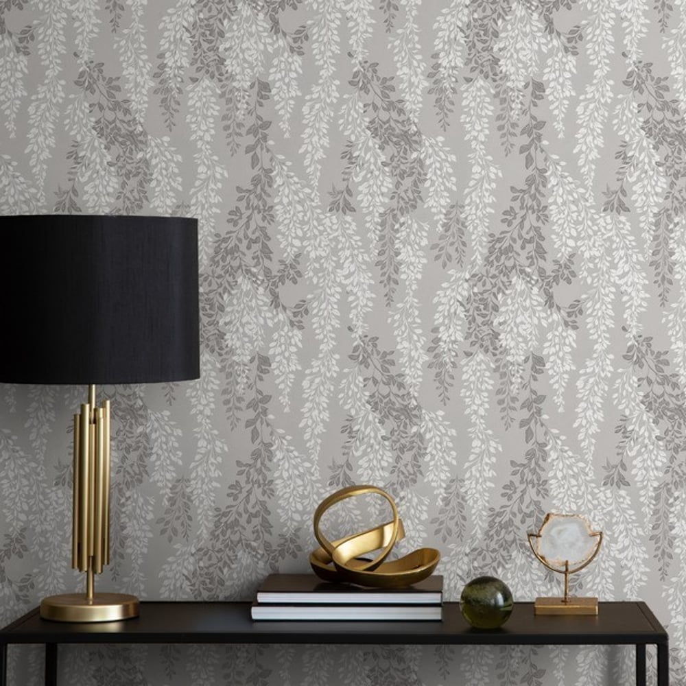 Egil Grey - Tapet - Grå - Entré - Blomstret - September - Non-Woven