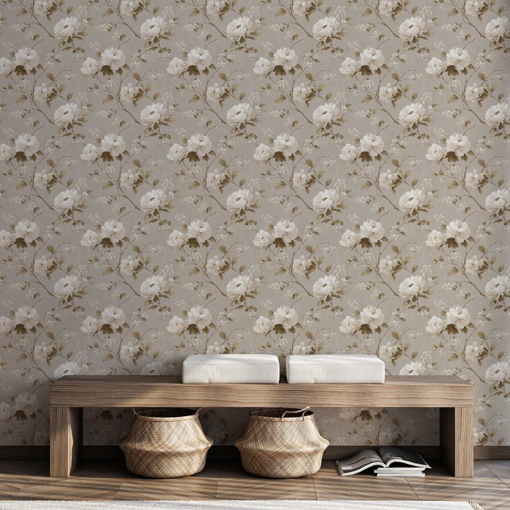 Helinda Beige - Tapet - Beige - Entré - Blomstret - September - Non-Woven