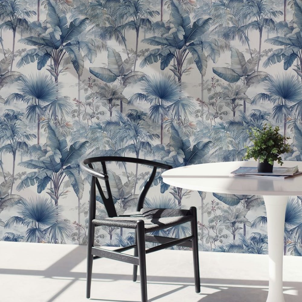Jaramillo Blue - Wallpaper - Blue - Kitchen - Leaf - in between - Non-Woven