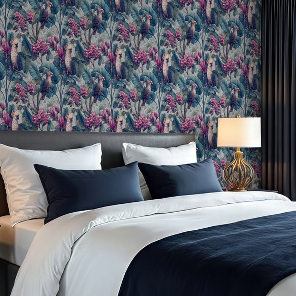 Paco Blue - Wallpaper - Blue - Bedroom - Birds - Blue Monkey - Non-Woven