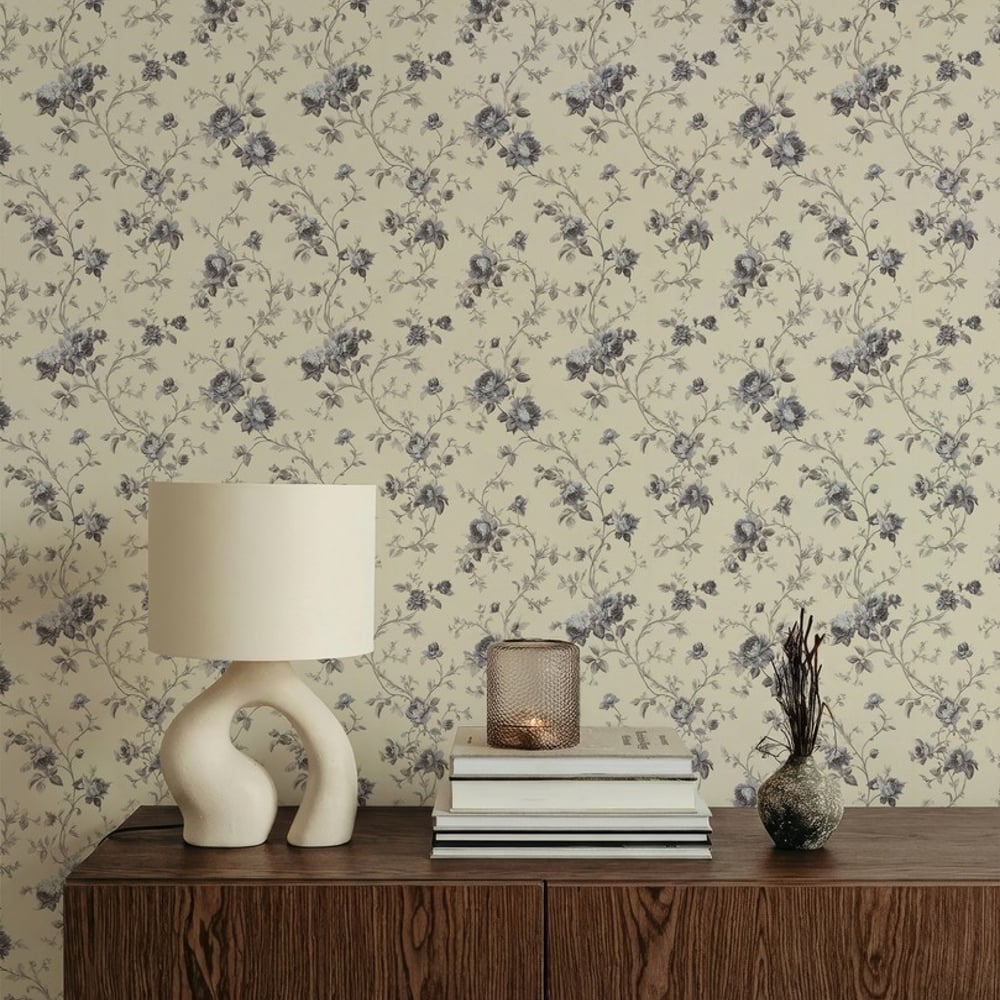 Isola Grey - Papiers peints - Gris - Salon - Floral - September - Intissé