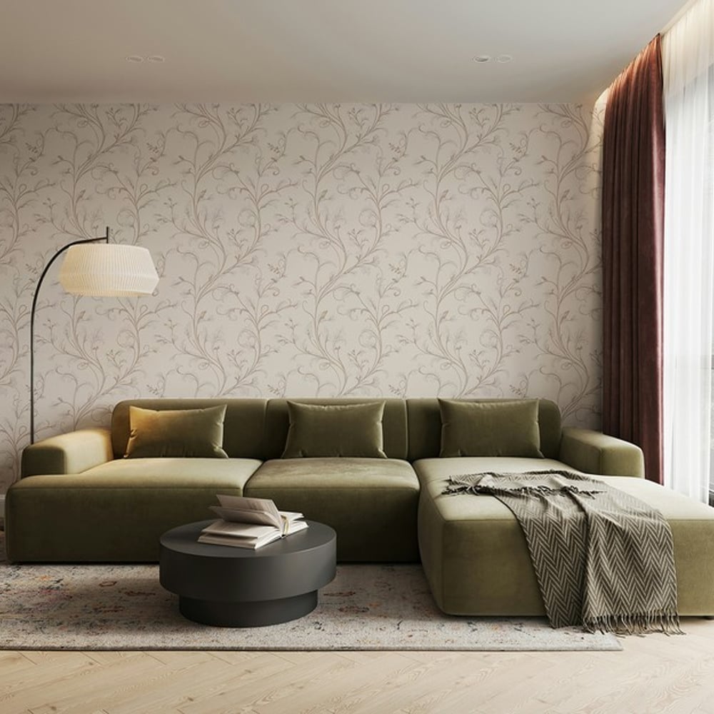 Pavel Brown - Wallpaper - Brown - Living room - Leaf - September - Non-Woven