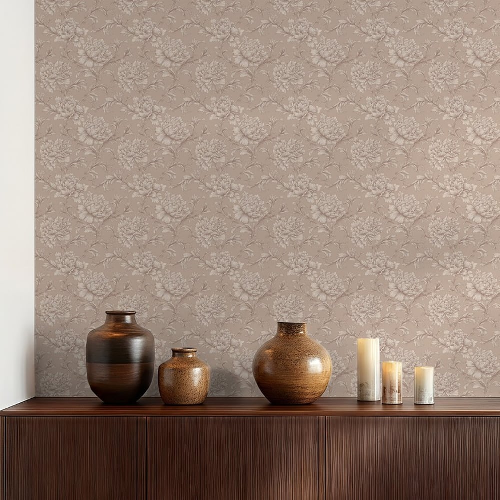 Timothy Brown - Wallpaper - Brown - Living room - Floral - September - Non-Woven