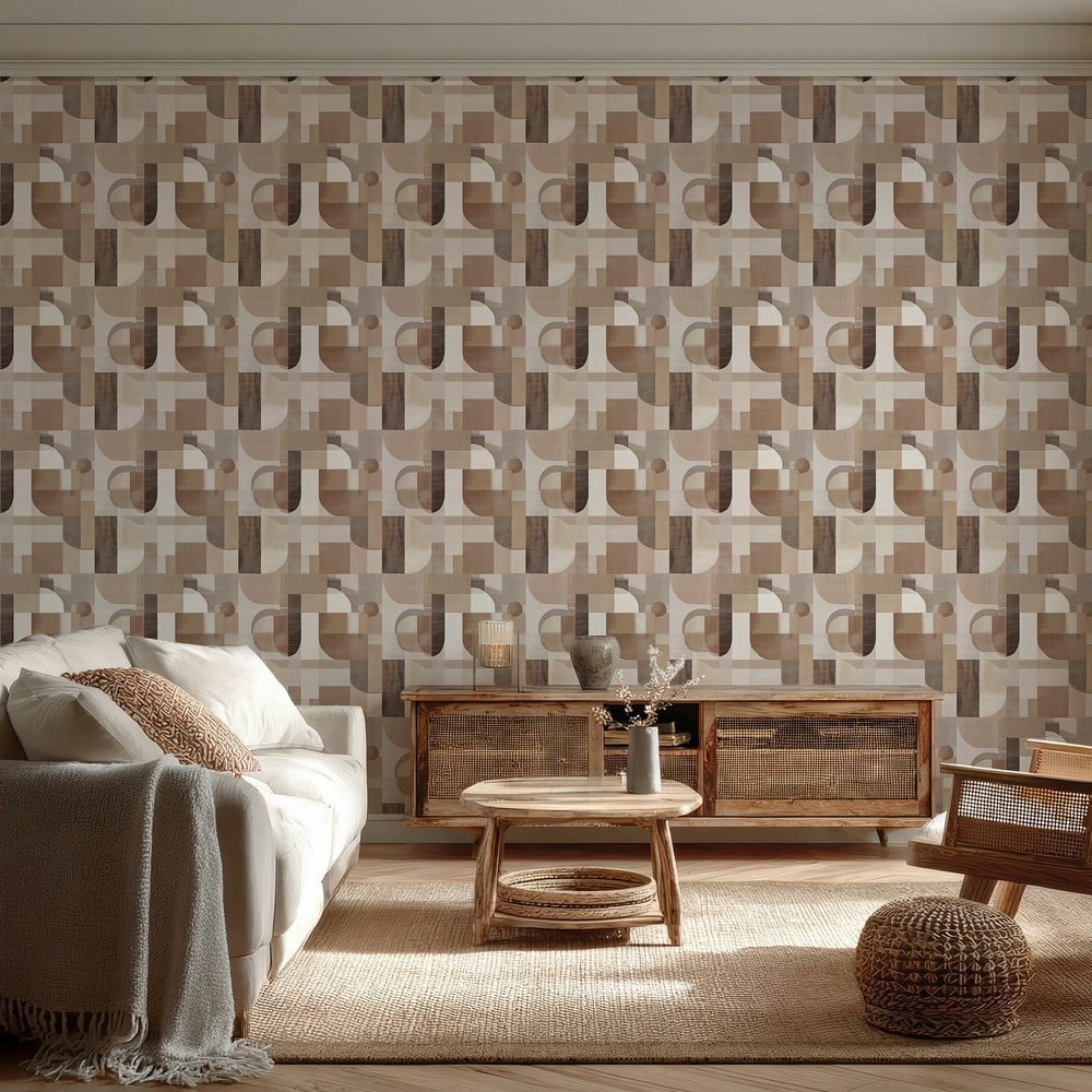 Mauri Beige - Papiers peints - Beige - Salon - Graphique - in between - Intissé