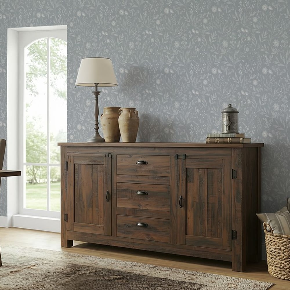 Jenna Blue - Papiers peints - Bleu - Salon - Floral - Scandza - Intissé