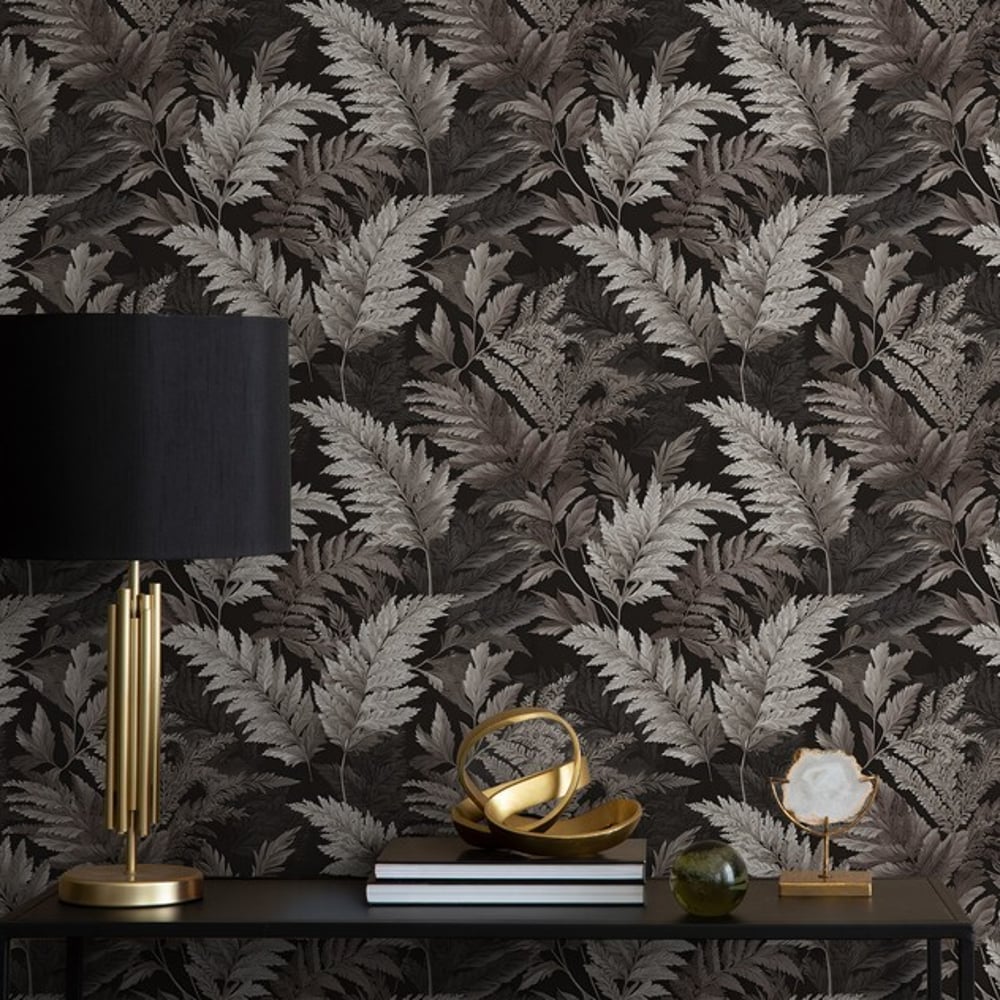 Reza Grey - Wallpaper - Grey - Hallway - Leaf - Blue Monkey - Non-Woven
