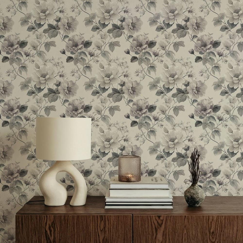 Martina Grey - Papiers peints - Gris - Salon - Floral - September - Intissé