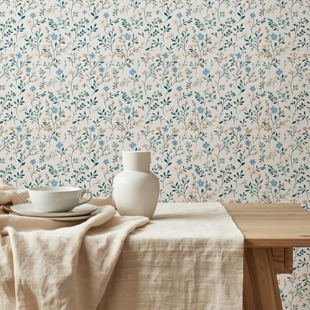 Anki Grey - Papiers peints - Gris - Cuisine - Floral - Scandza - Intissé