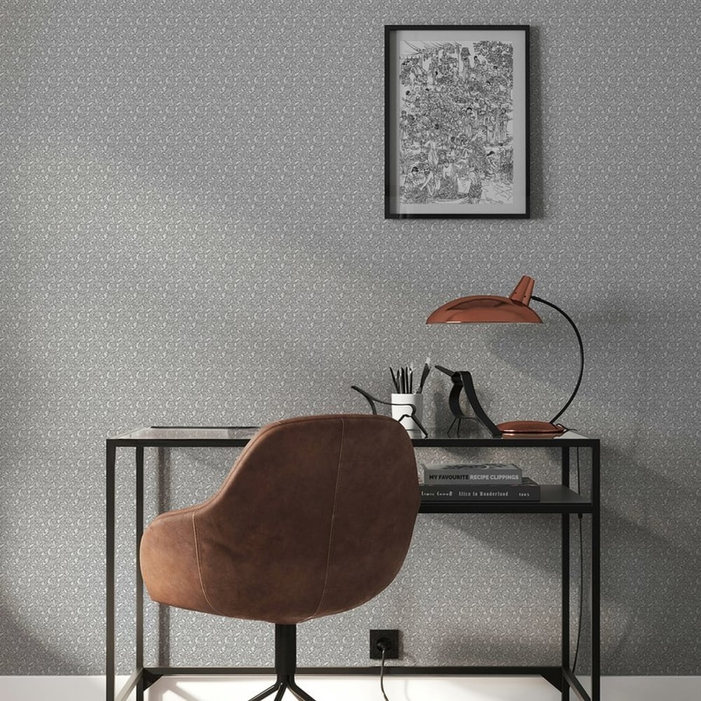 Ella Dark Grey miniature - Papiers peints - Gris - Bureau - Floral - Wallpassion - Intissé