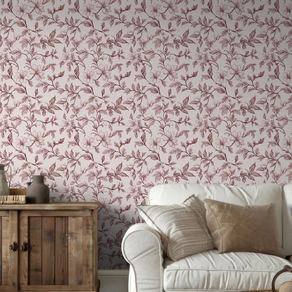 Jonna Pink - Papiers peints - Rose - Salon - Floral - Scandza - Intissé