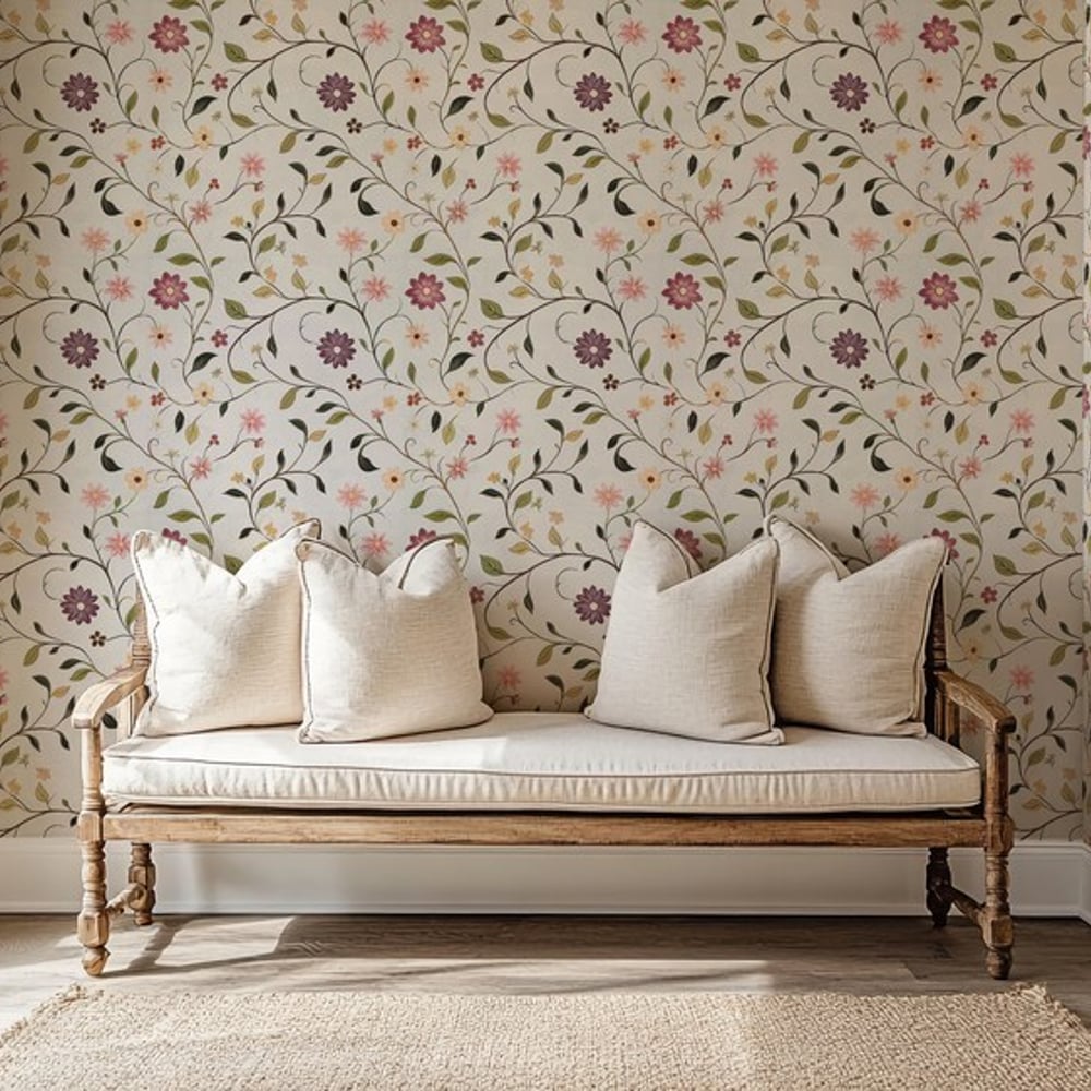 Boel Grey - Papiers peints - Gris - Entrée - Floral - Scandza - Intissé