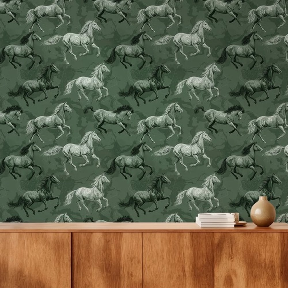 Tyson Green - Wallpaper - Green - Hallway - Animal - in between - Non-Woven