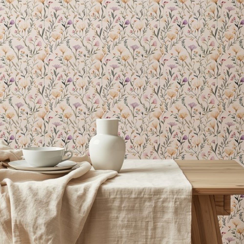 Claire Pink - Papiers peints - Rose - Cuisine - Floral - Scandza - Intissé