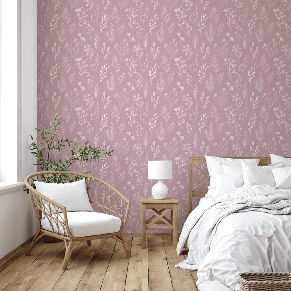 Eija Pink - Papiers peints - Rose - Chambre - Floral - Scandza - Intissé