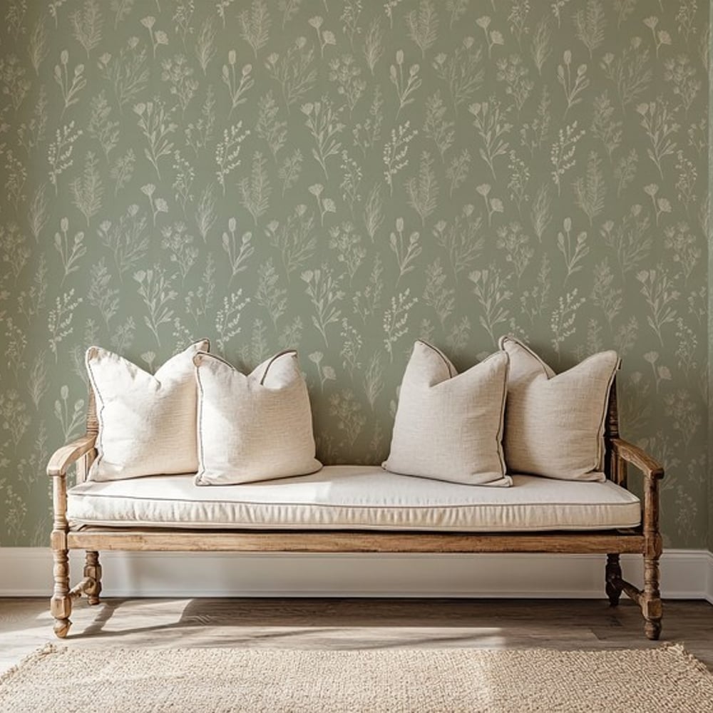 Eija Green - Papiers peints - Vert - Entrée - Floral - Scandza - Intissé