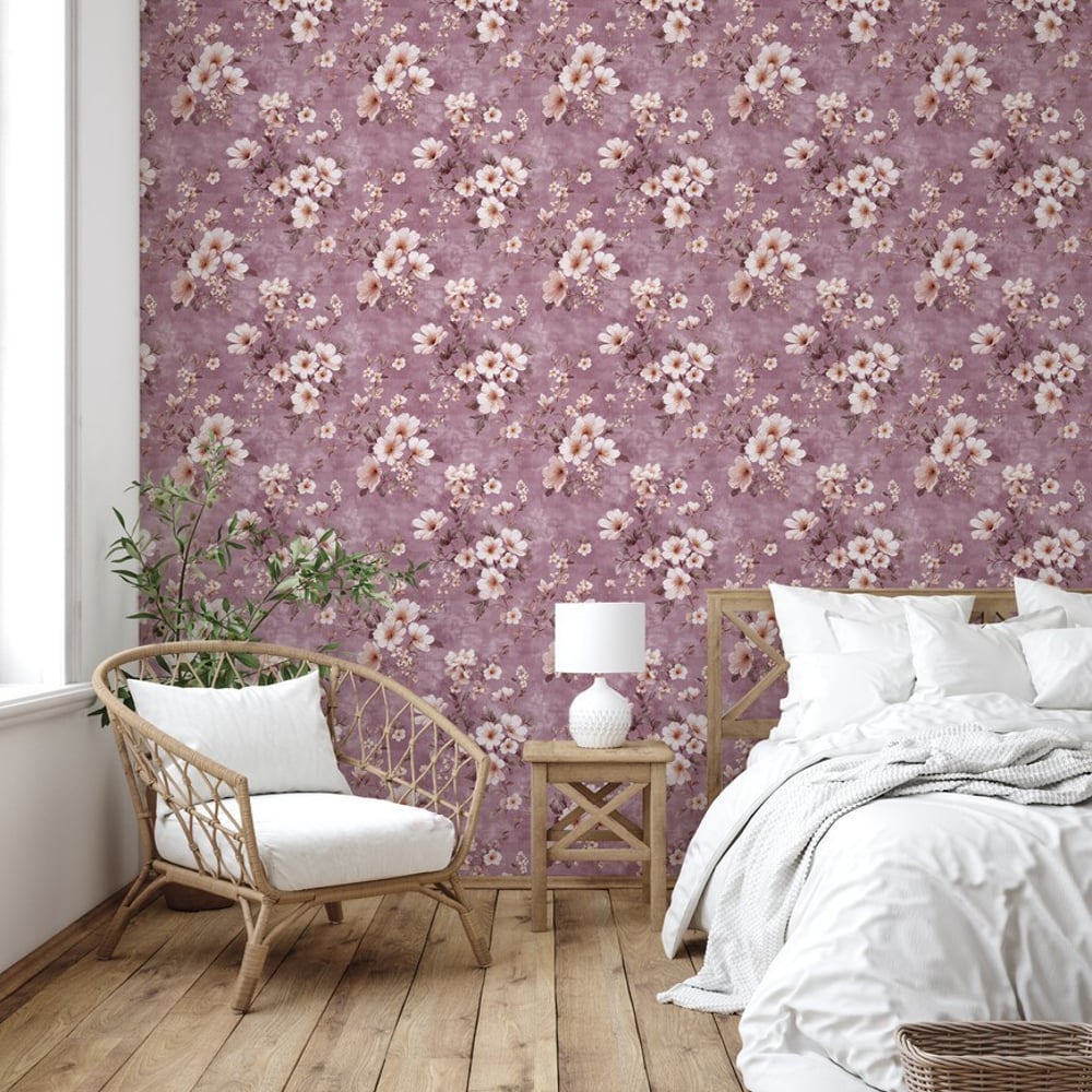 Elna Pink - Papiers peints - Rose - Chambre - Floral - Scandza - Intissé