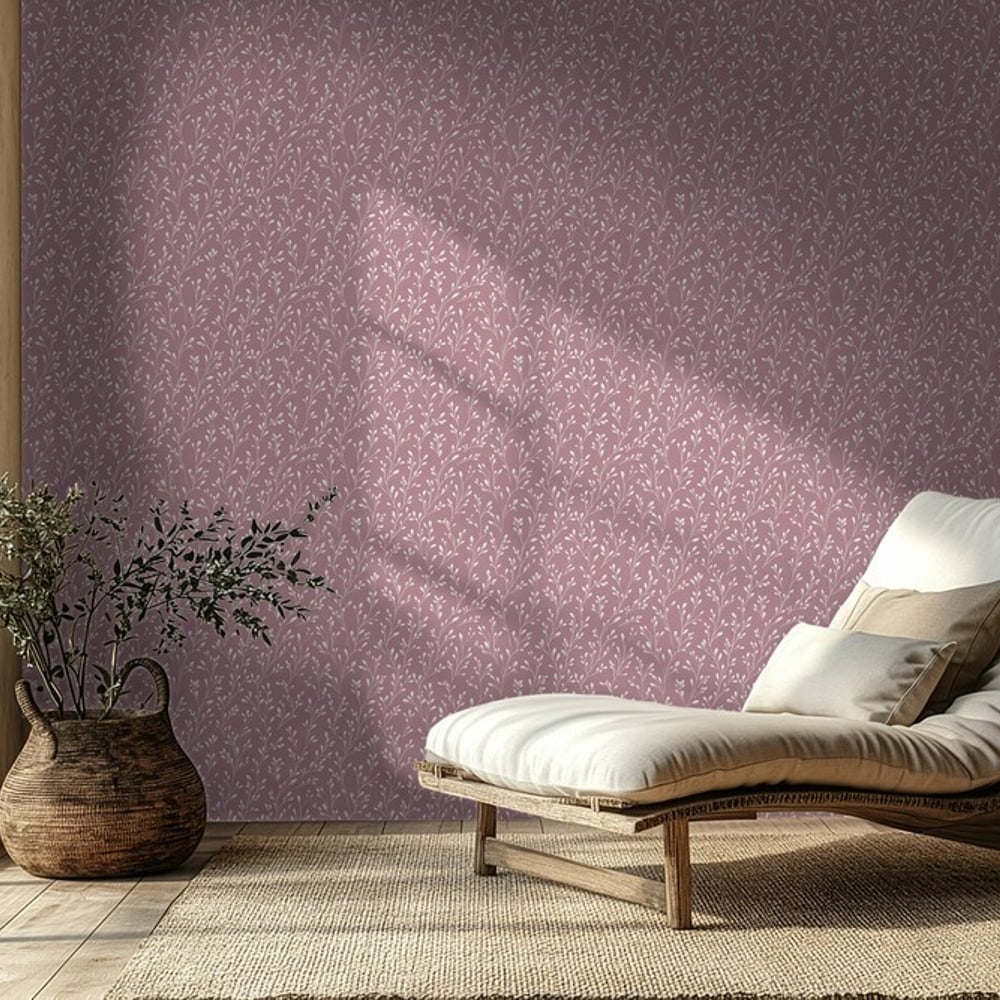 Hjalmar Pink - Papiers peints - Rose - Salon - Feuille - Scandza - Intissé