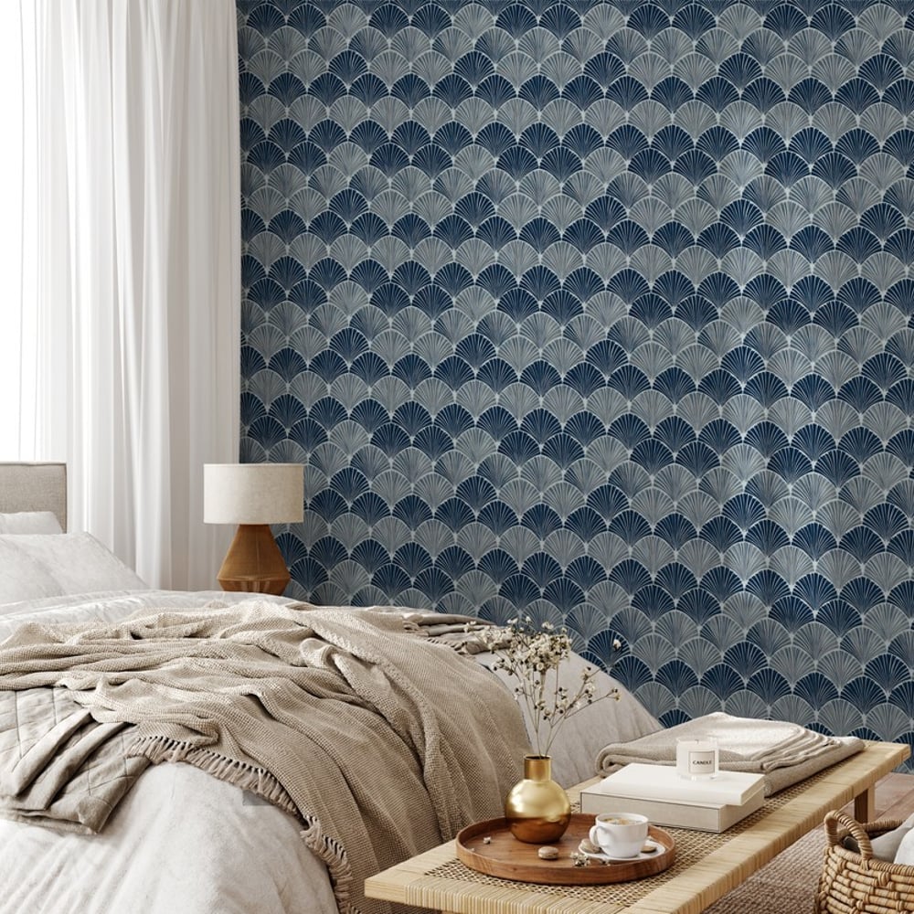 Tripoli Blue - Wallpaper - Blue - Bedroom - Graphic - September - Non-Woven