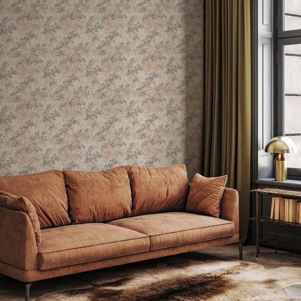 Danielle Beige - Tapet - Beige - Stue - Blomstret - September - Non-Woven
