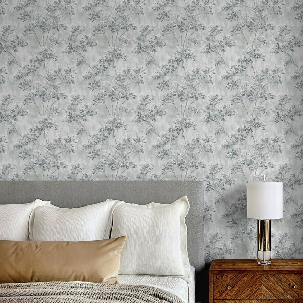 Danielle Grey - Tapet - Grå - Soveværelse - Blomstret - September - Non-Woven