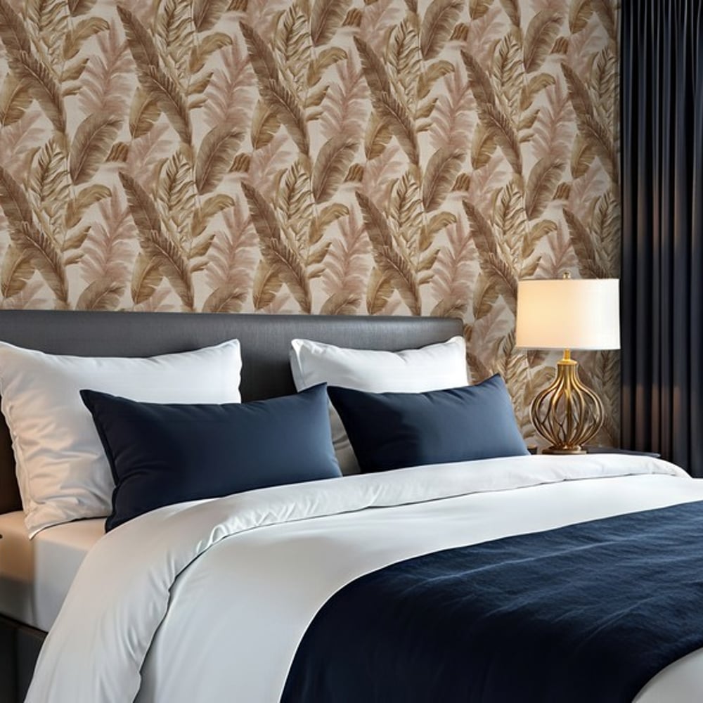 Baringo Beige - Papiers peints - Beige - Chambre - Feuille - Blue Monkey - Intissé