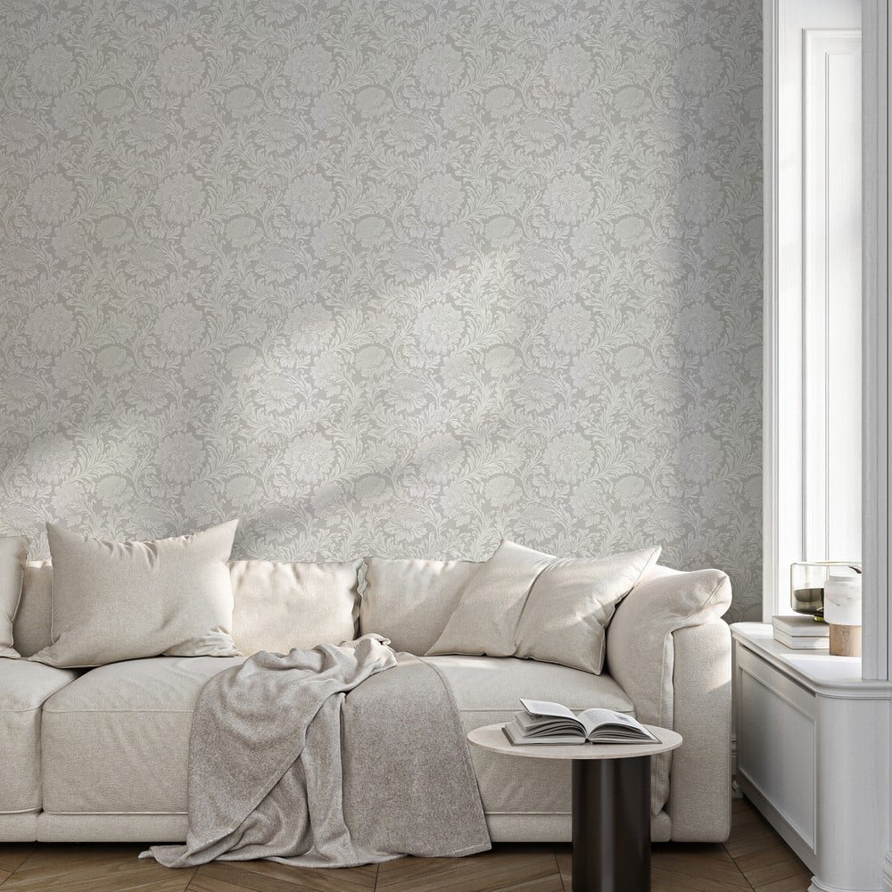Abigail Grey - Tapet - Grå - Stue - Blomstret - September - Non-Woven