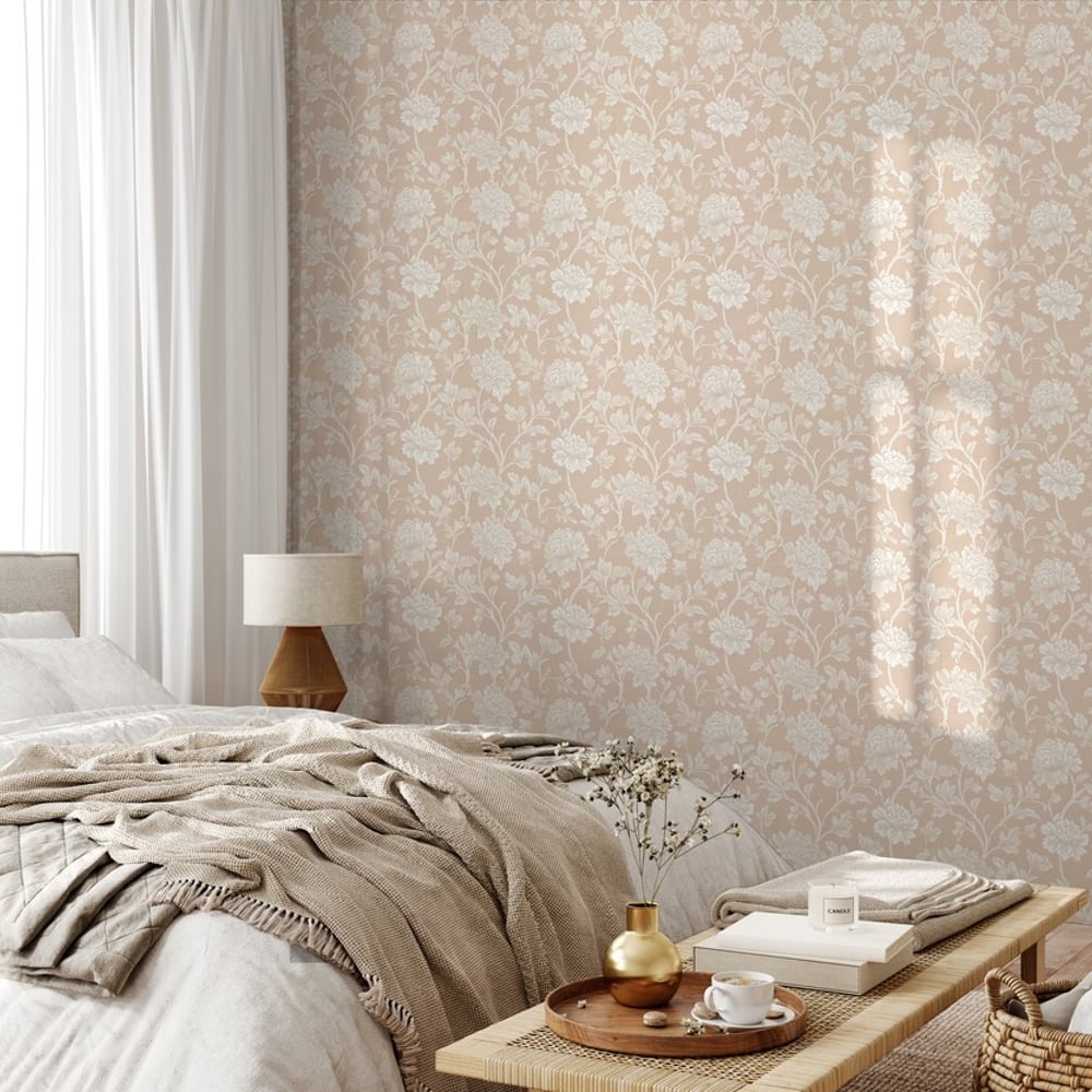 Janette Beige - Papiers peints - Beige - Chambre - Floral - September - Intissé