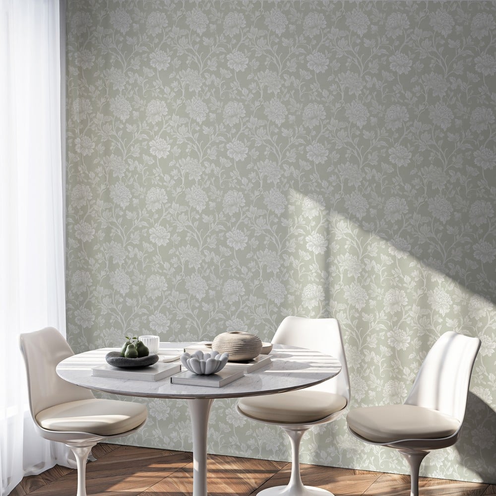 Janette Green - Papiers peints - Vert - Cuisine - Floral - September - Intissé