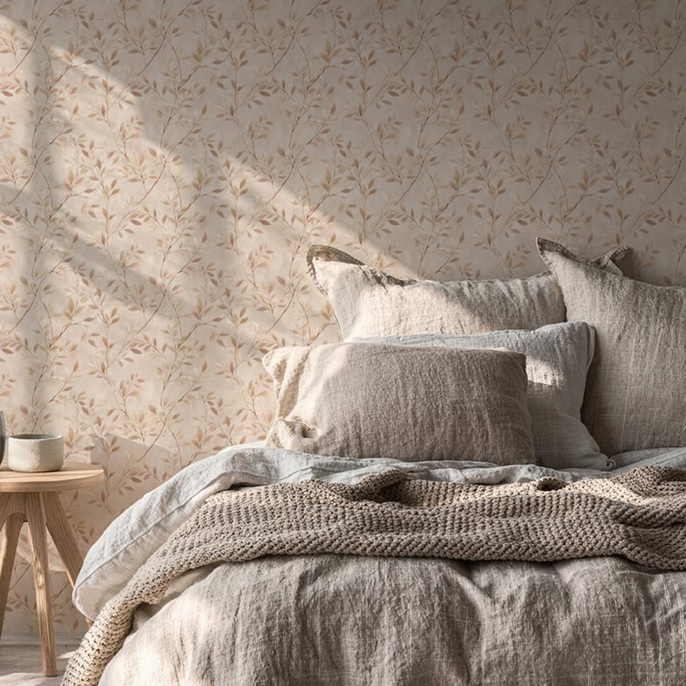 Benita Brown - Papiers peints - Marron - Chambre - Feuille - Scandza - Intissé