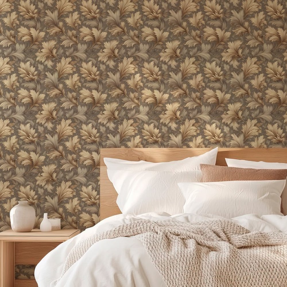 Melinda Brown - Papiers peints - Marron - Chambre - Feuille - September - Intissé