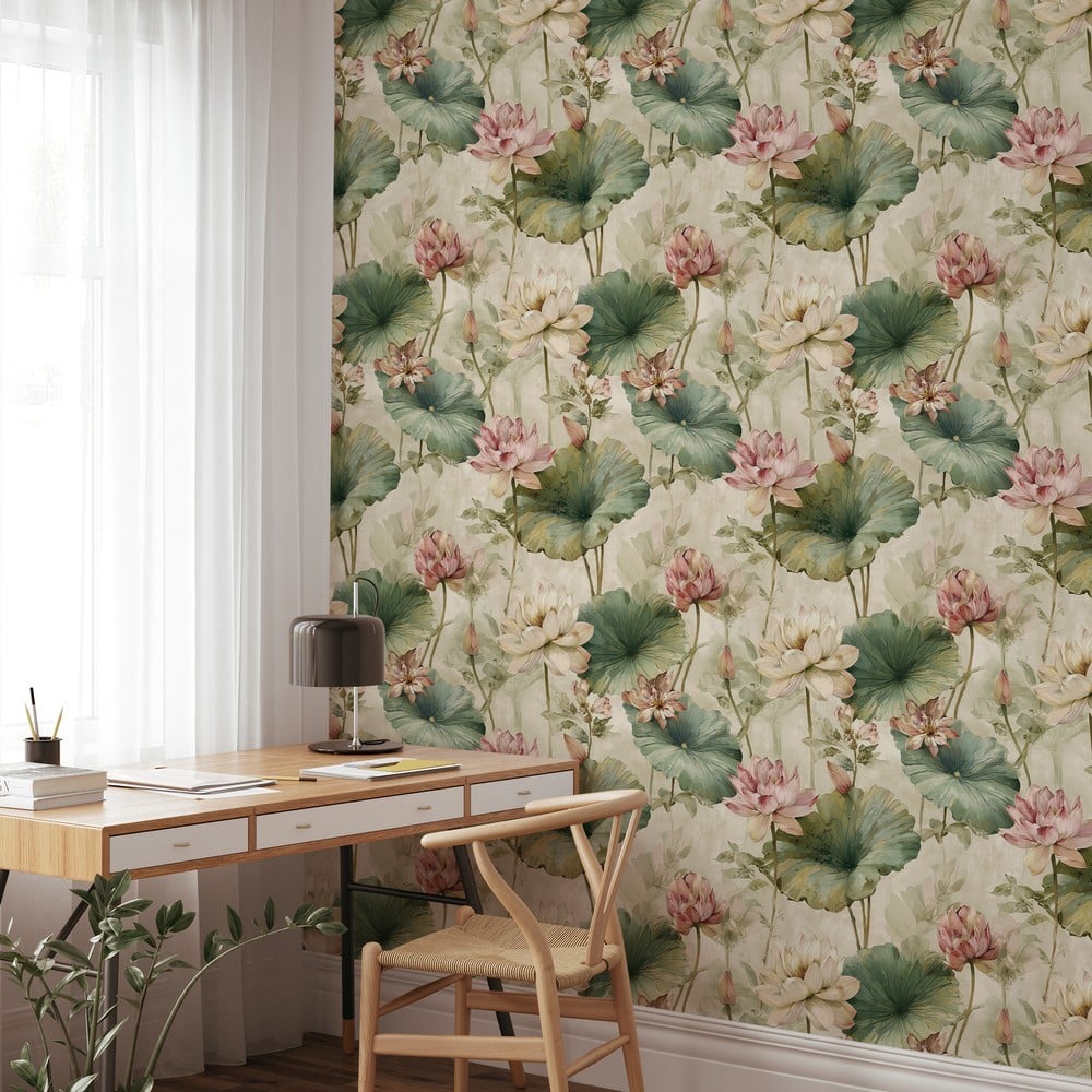 Lucy Green - Papiers peints - Vert - Bureau - Floral - September - Intissé