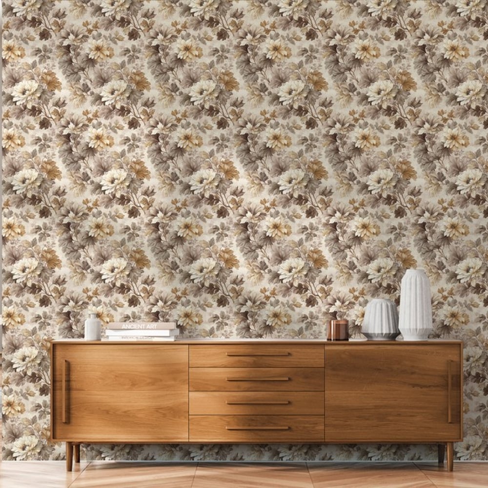 Tammy Beige - Wallpaper - Beige - Hallway - Floral - September - Non-Woven