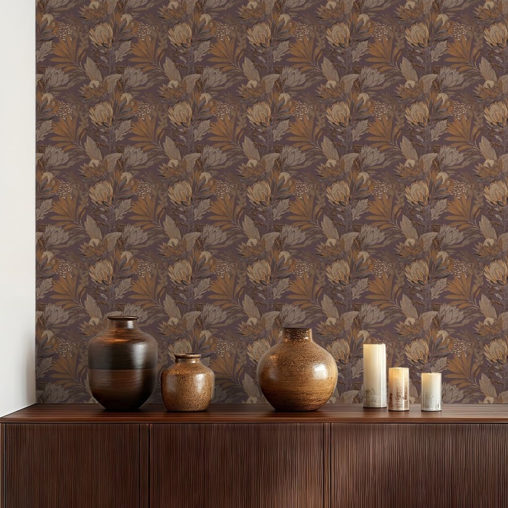 Odette Brown - Papiers peints - Marron - Salon - Floral - September - Intissé