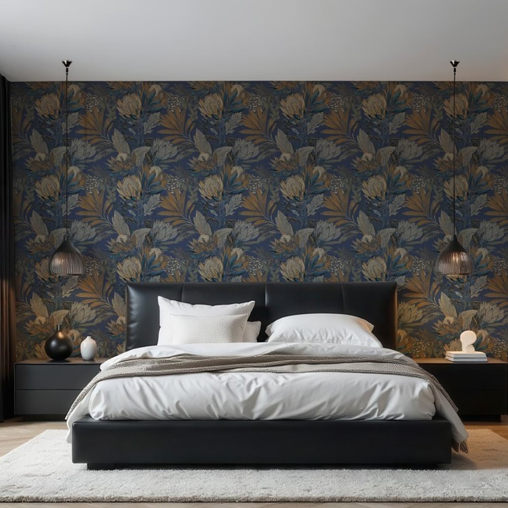 Odette Blue - Papiers peints - Bleu - Chambre - Floral - September - Intissé