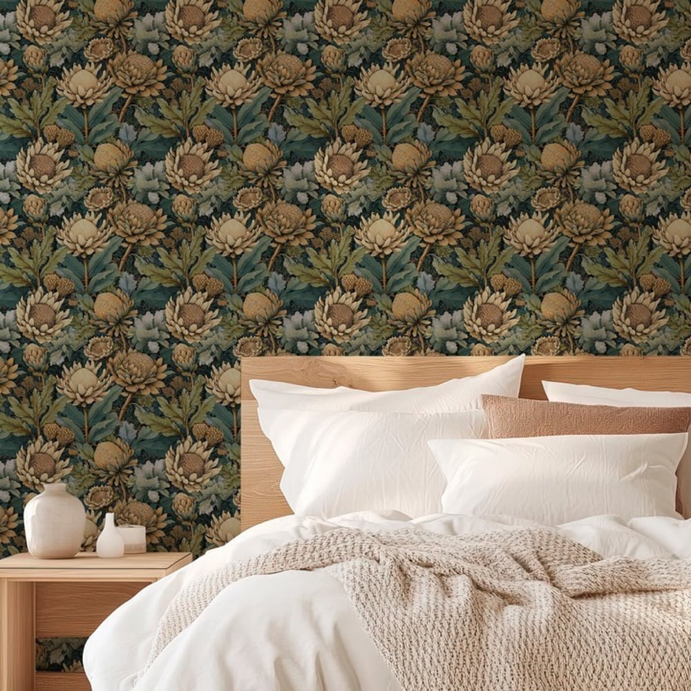Lykke Green - Papiers peints - Vert - Chambre - Floral - September - Intissé