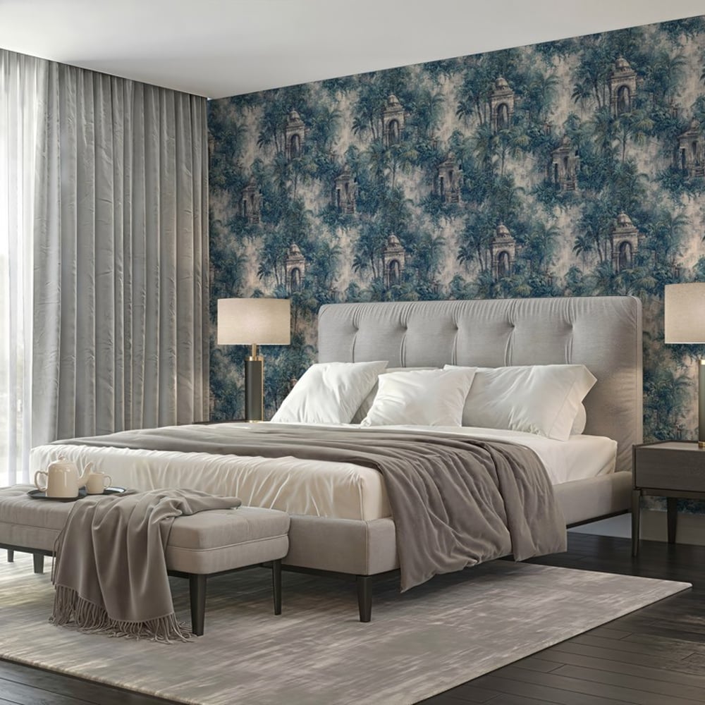 Jakarta Blue - Papiers peints - Bleu - Chambre - Arbre - Dreamland - Intissé