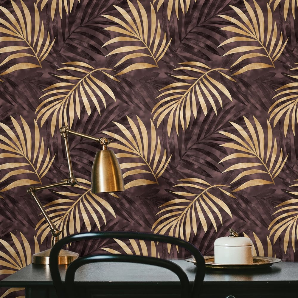 Miguel Brown - Wallpaper - Brown - Office - Leaf - Blue Monkey - Non-Woven