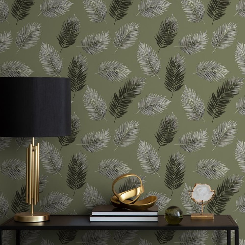 Santiago Dark Green - Wallpaper - Green - Office - Leaf - Blue Monkey - Non-Woven